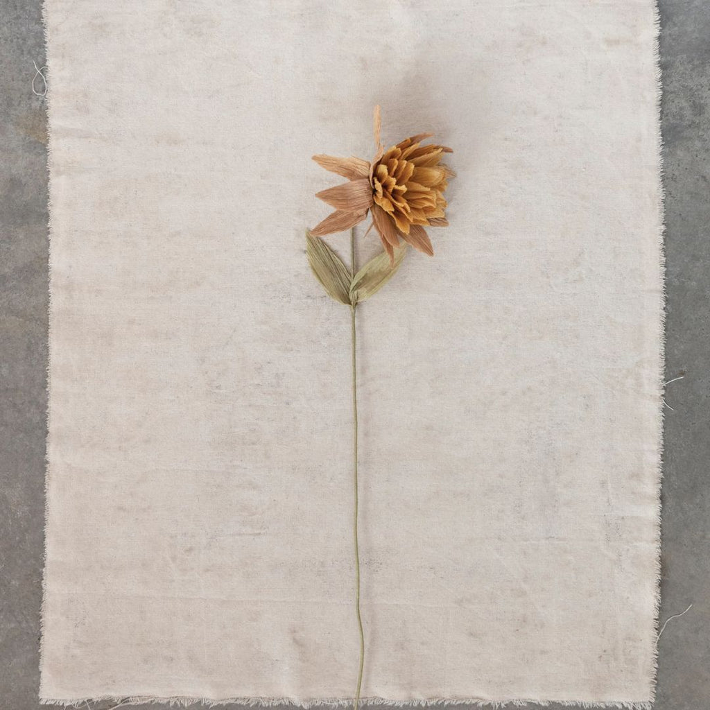 Paper Flower Pick – 36.25"H, Mustard Color, Boho Floral Accent
