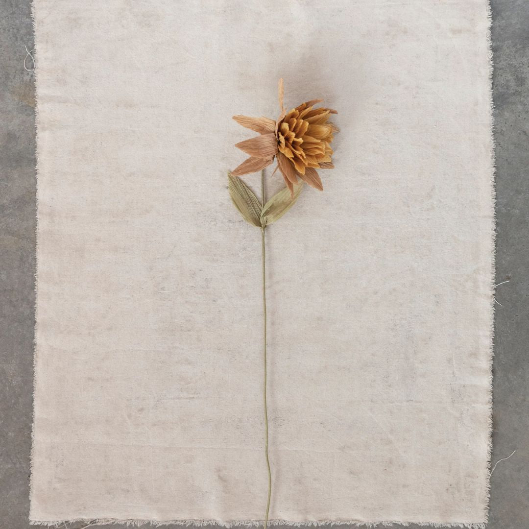 Paper Flower Pick – 36.25"H, Mustard Color, Boho Floral Accent