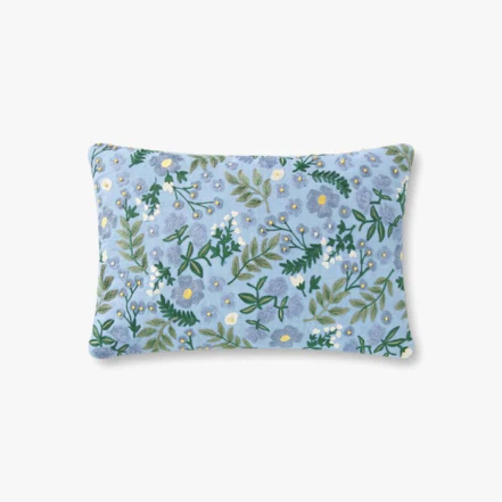 Periwinkle Wildwood Garden Lumbar Pillow 13x21"
