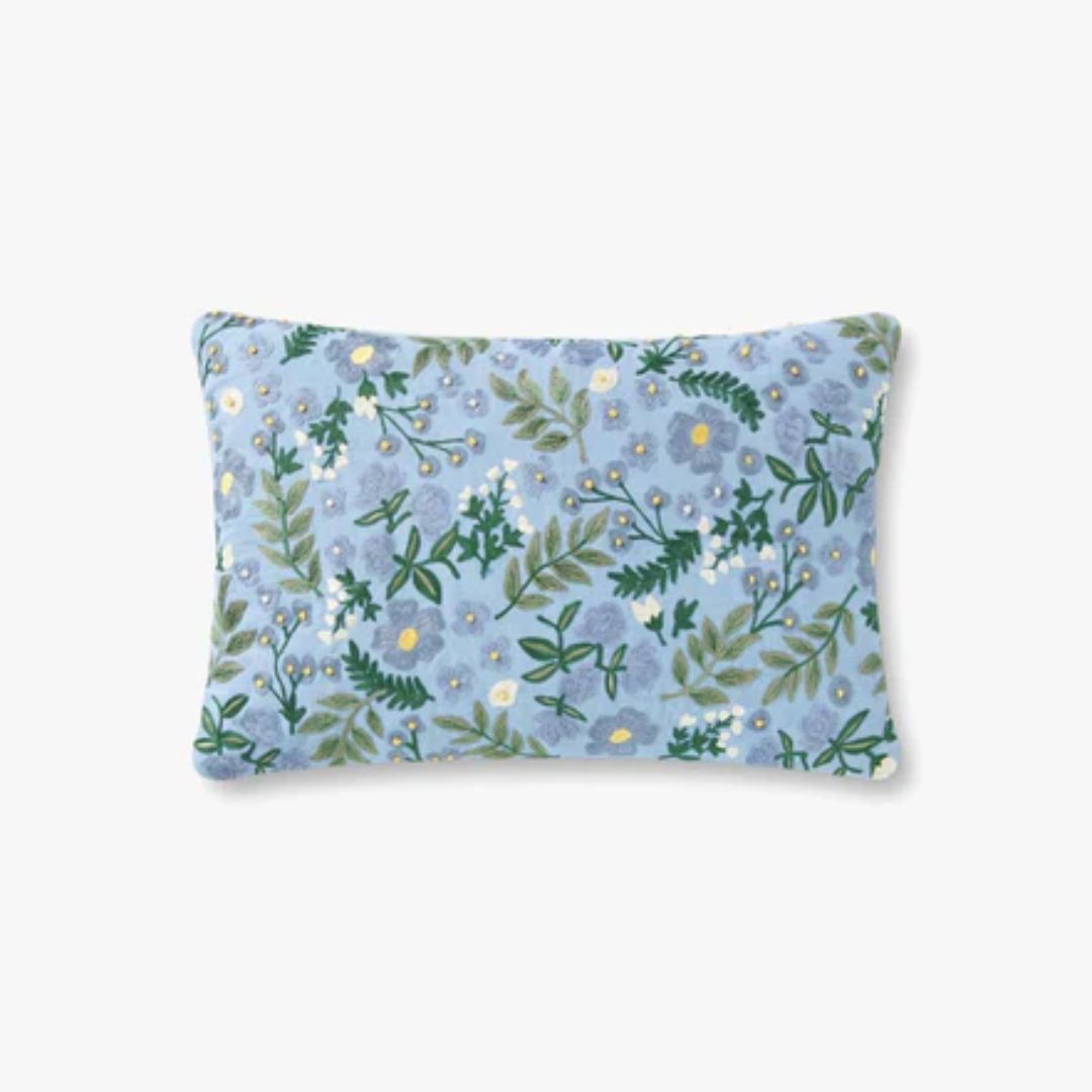 Periwinkle Wildwood Garden Lumbar Pillow 13x21"