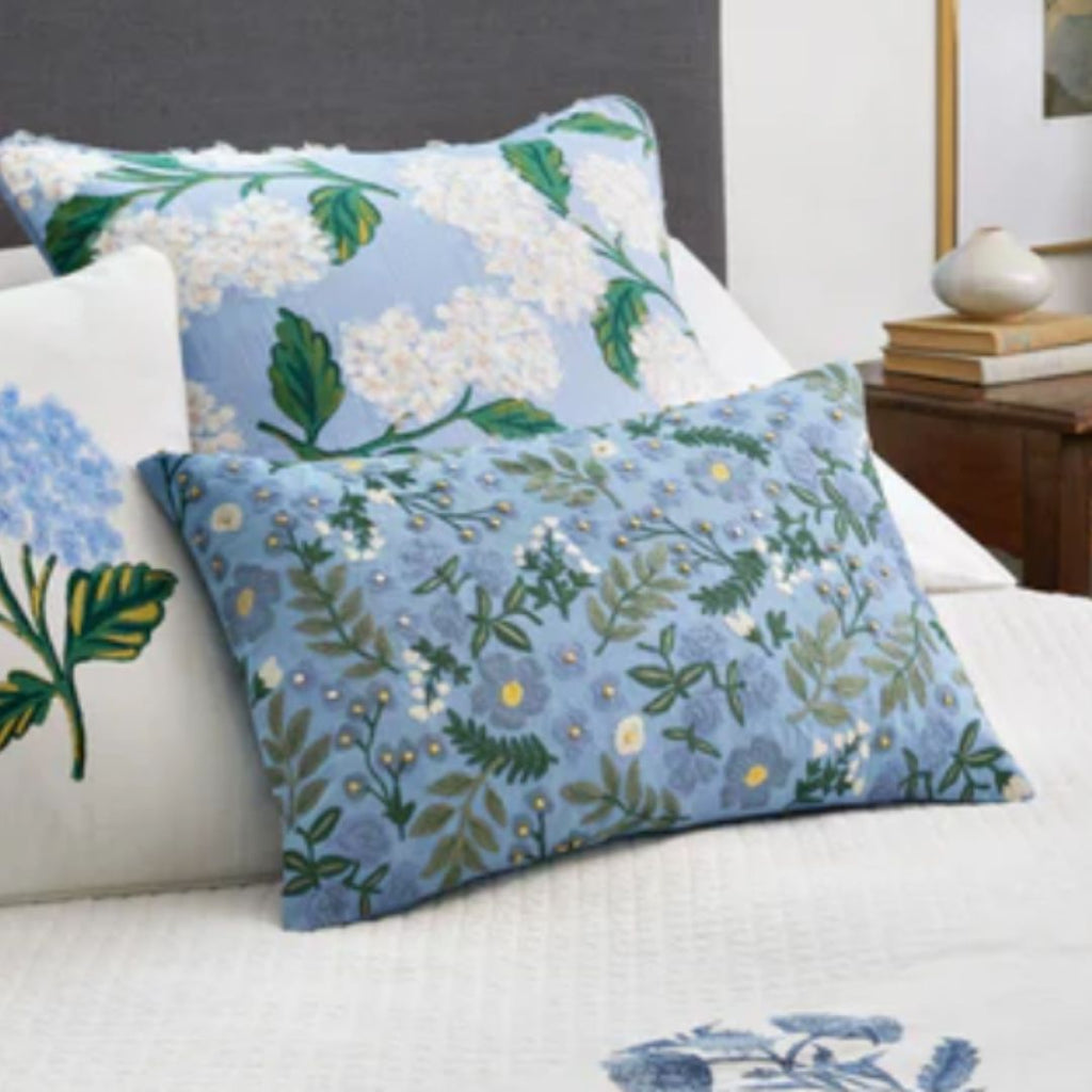 Periwinkle Wildwood Garden Lumbar Pillow 13x21"