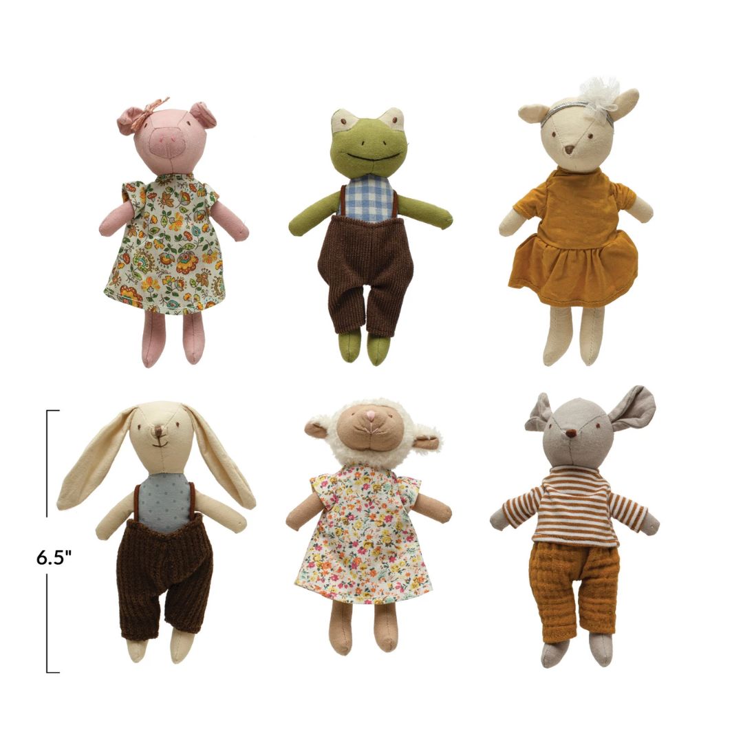 6.5" Plush Animal Stuffed Toys in Clothes - Assorted Styles