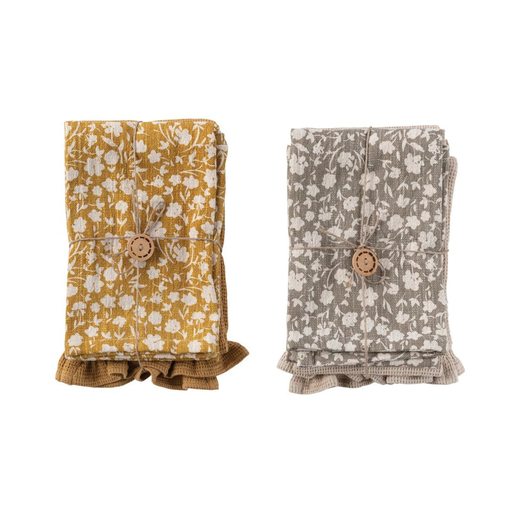 Printed & Cotton Waffle Tea Towels - Set of 2