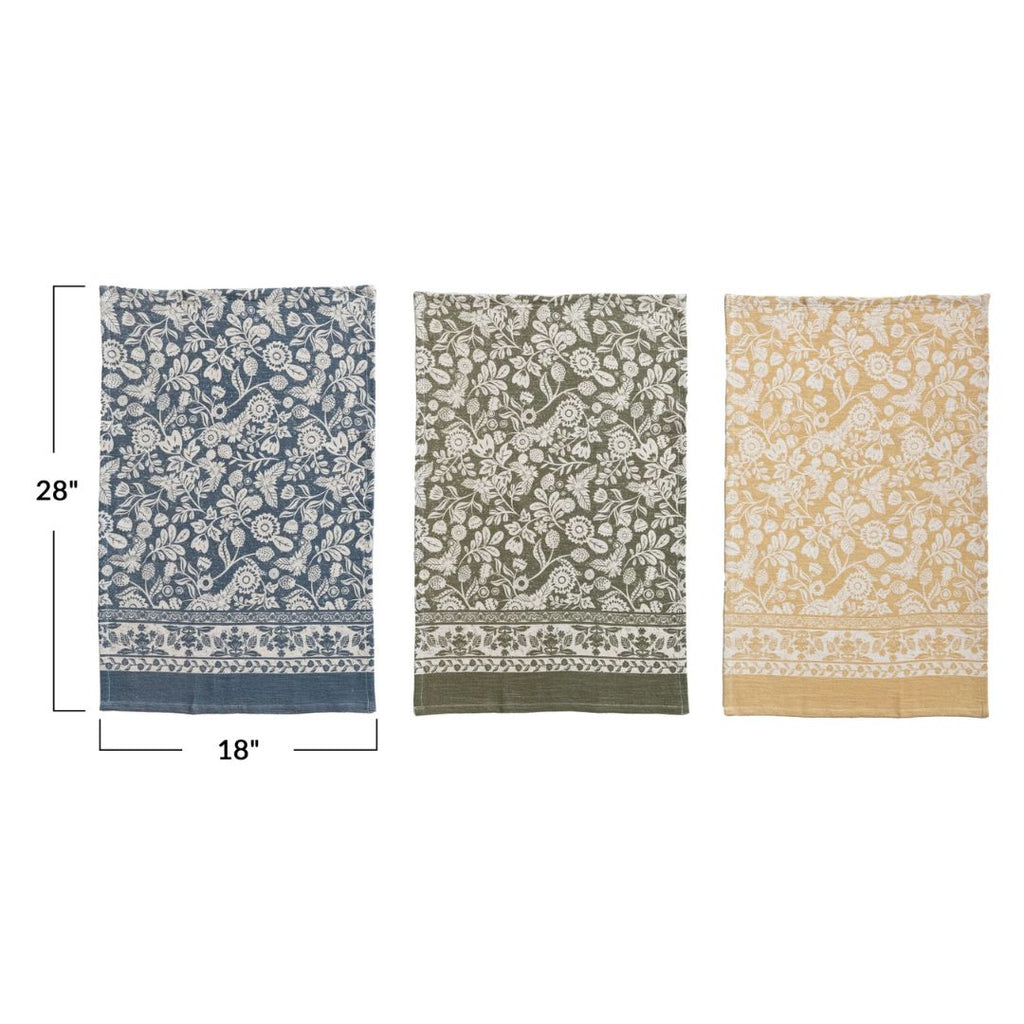 Printed Tea Towels With Floral Pattern – Set of 3
