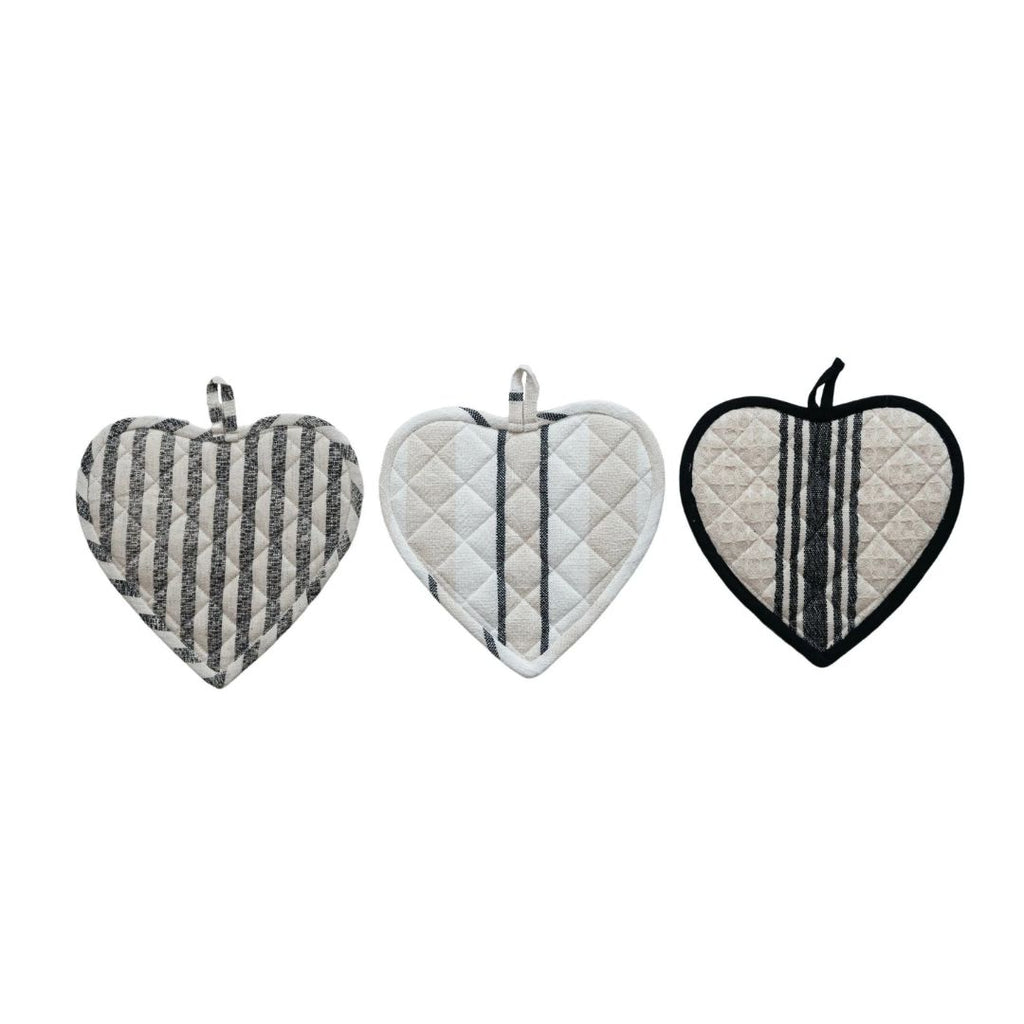 Quilted Heart Shaped Pot Holder - Assorted