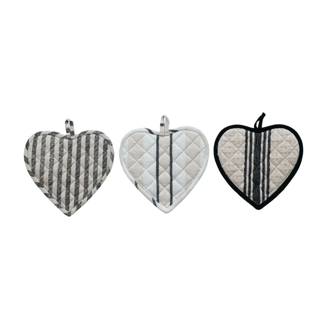 Quilted Heart Shaped Pot Holder - Assorted