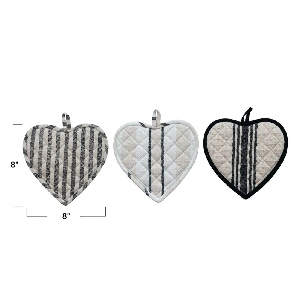 Quilted Heart Shaped Pot Holder - Assorted