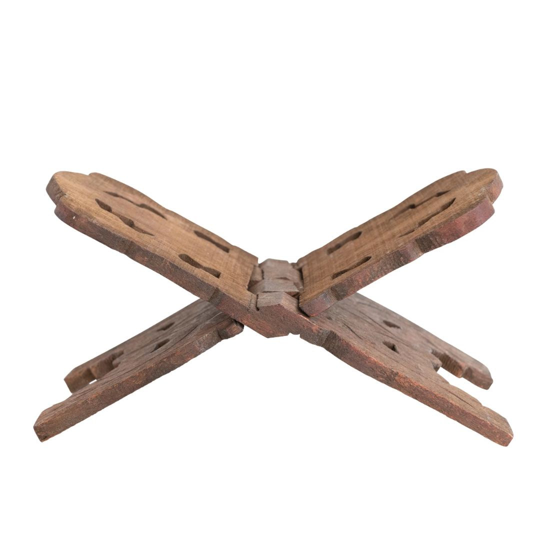 Carved Folding Book Holder - Reclaimed Wood