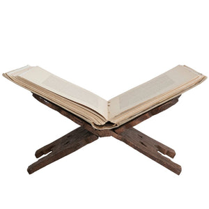 Carved Folding Book Holder - Reclaimed Wood