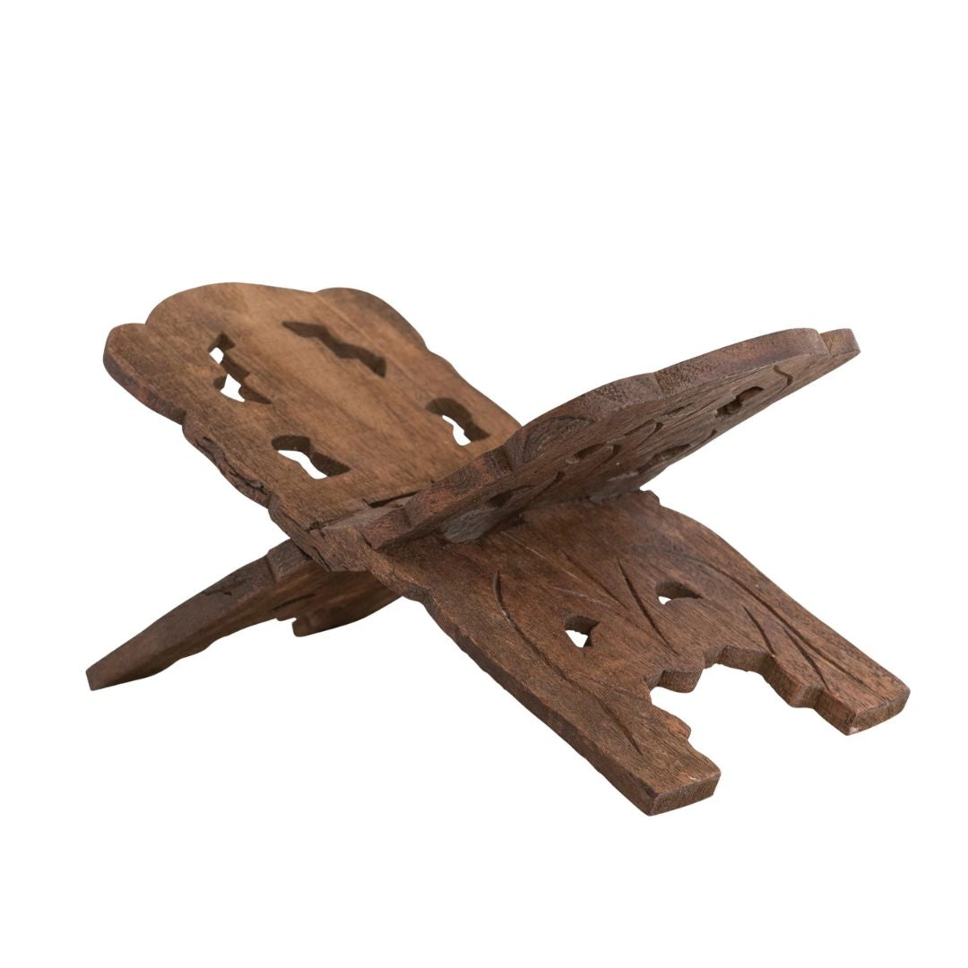 Carved Folding Book Holder - Reclaimed Wood