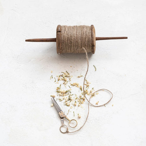 Reclaimed Wood Spool with Scissor