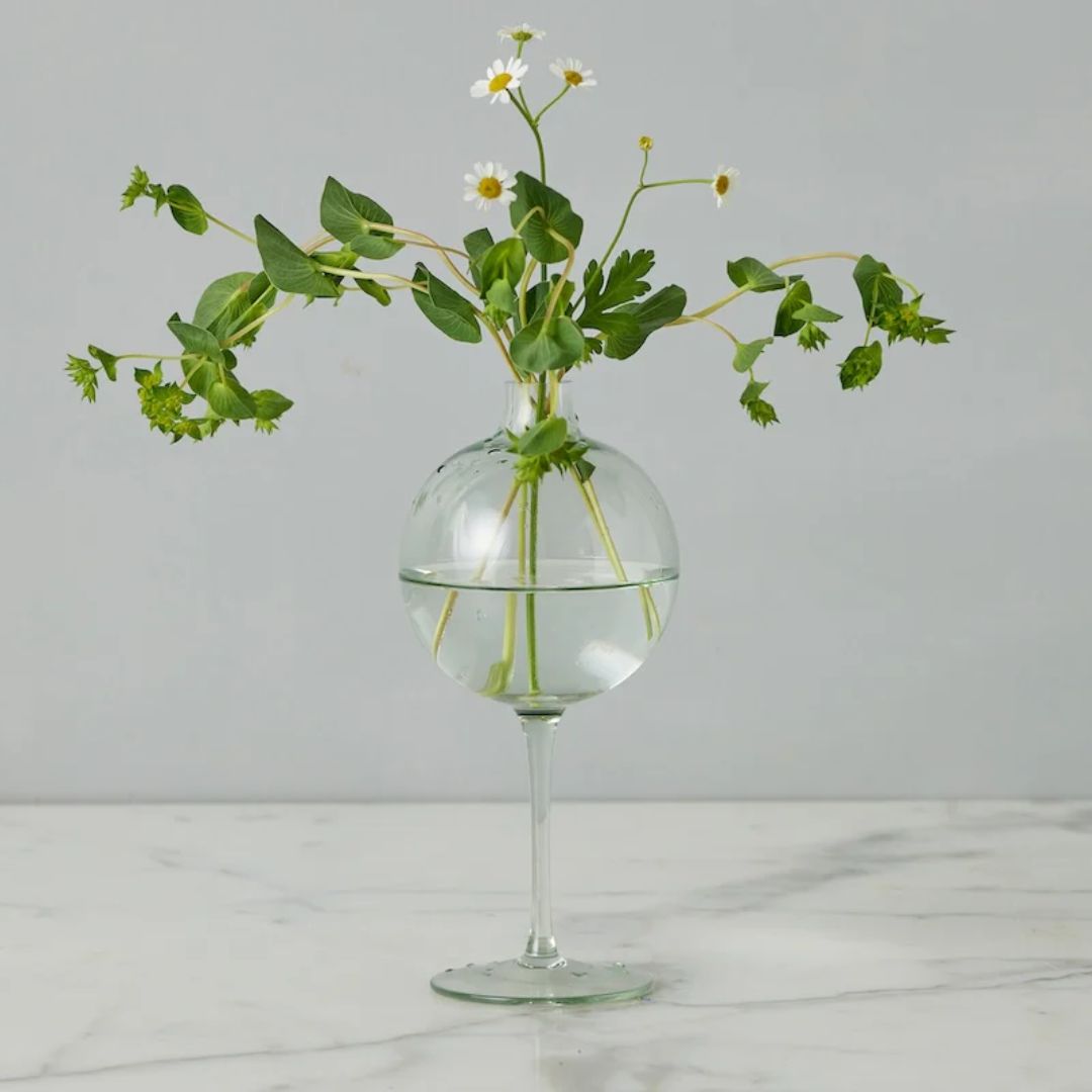 Sage Wine Glass Vase - Medium