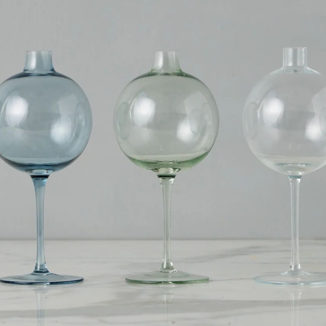 Sage Wine Glass Vase - Medium