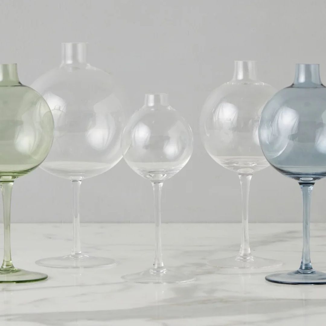 Sage Wine Glass Vase - Medium