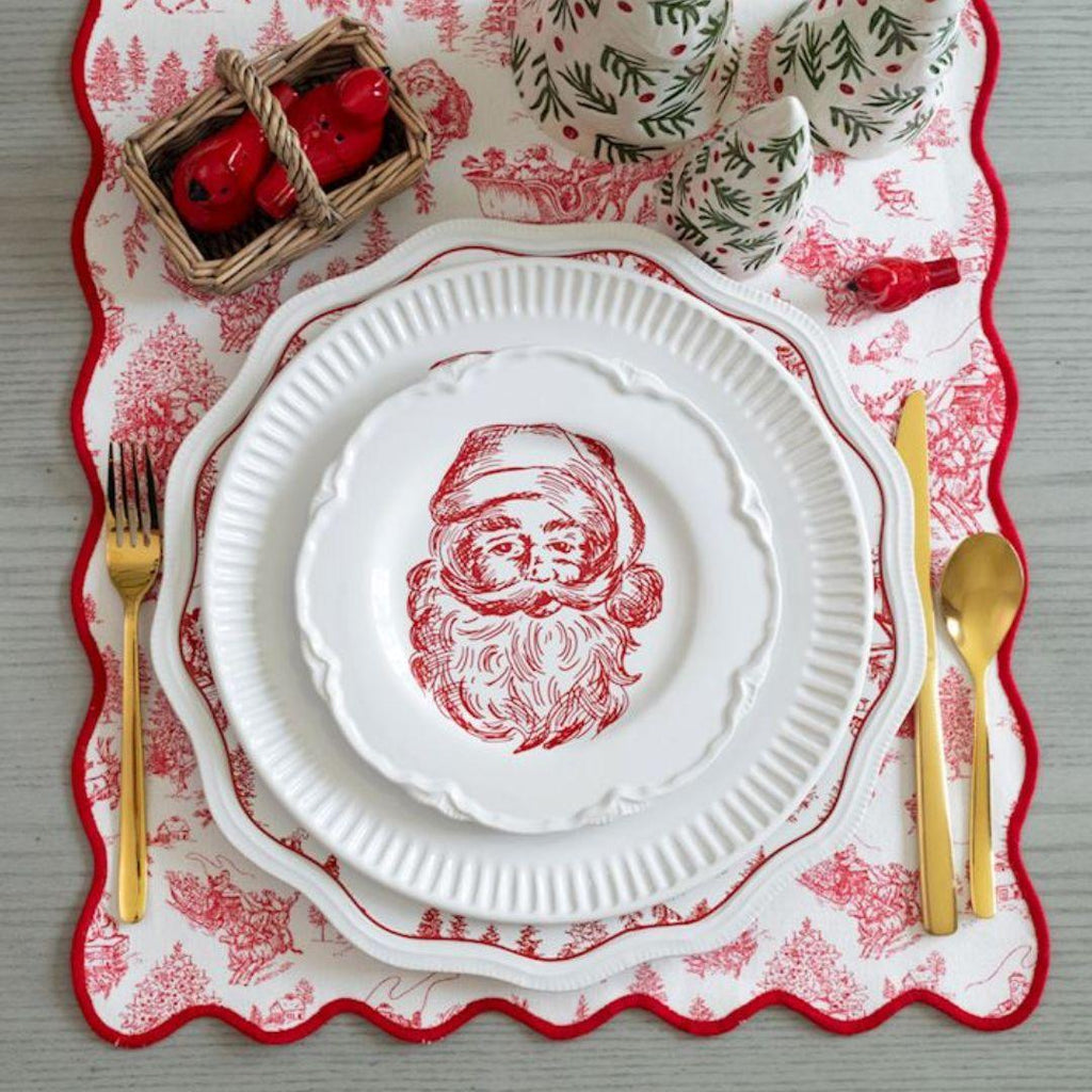 Santa Toile Christmas Dessert Plate