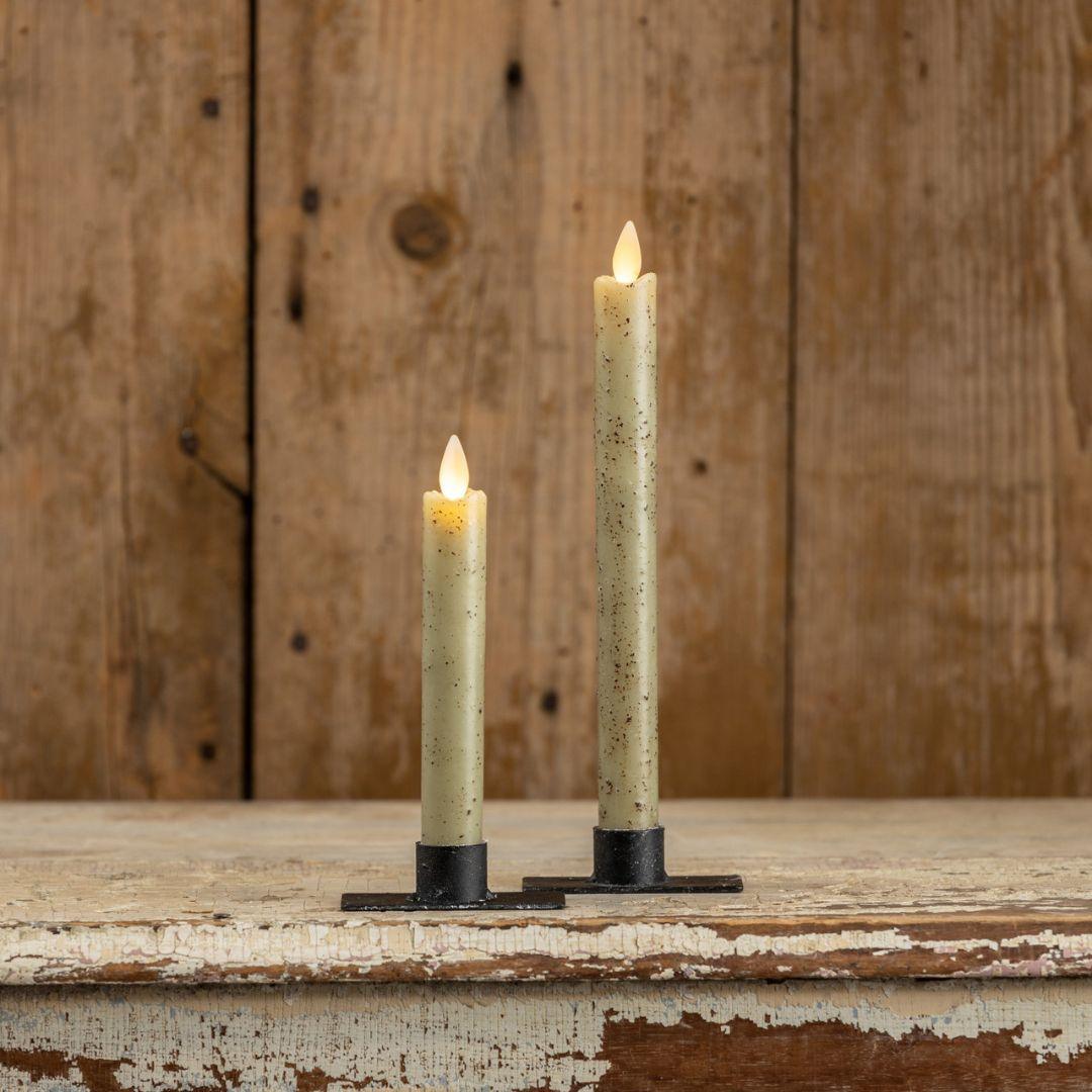 9.5" Green Flameless Taper Candle - Set of 2
