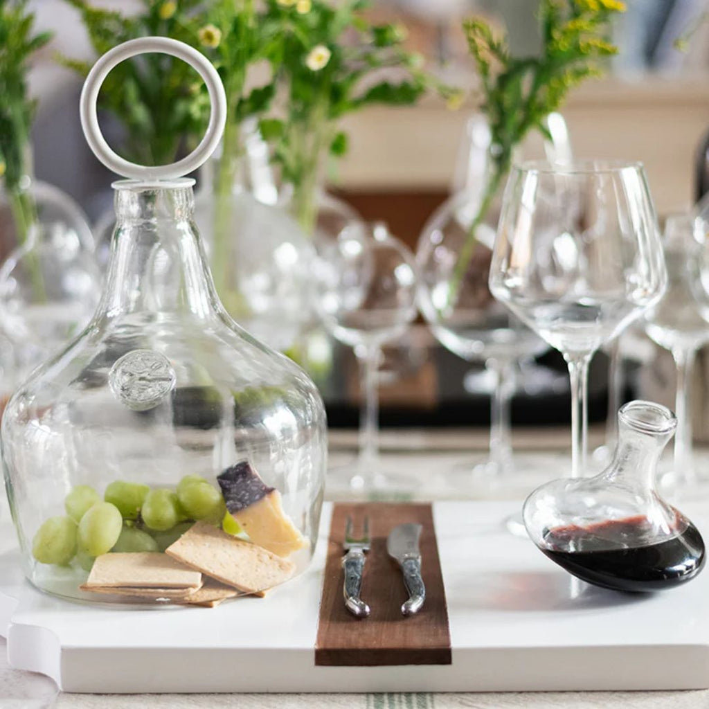 Bianca Glass Cloche – with Small White Ring Handle Display