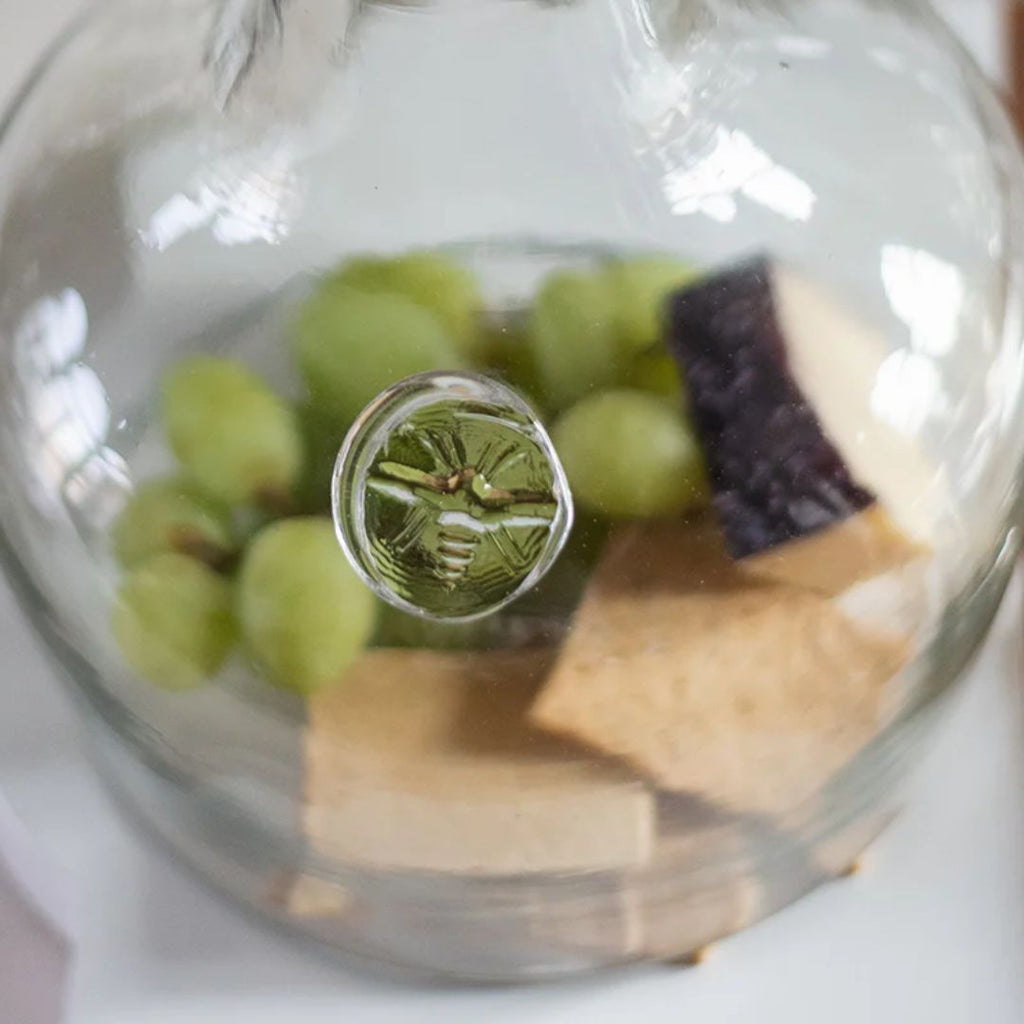 Bianca Glass Cloche – with Small White Ring Handle Display