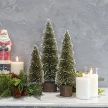 13.5" Snowy Green Spiral Bottlebrush Christmas Tree - Medium