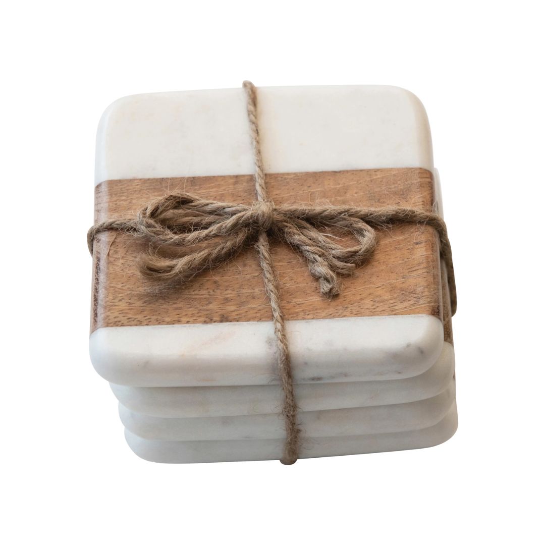 Square Marble & Mango Wood Coasters