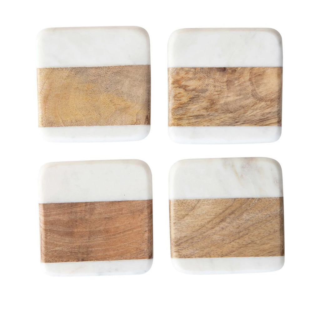 Square Marble & Mango Wood Coasters