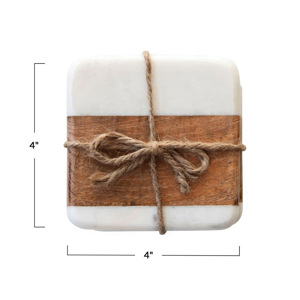 Square Marble & Mango Wood Coasters