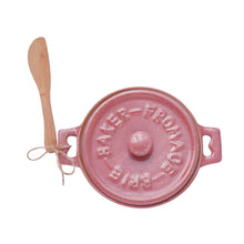 Stoneware Brie Baker with Bamboo Spreader - Pink