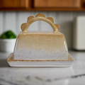 Stoneware Butter Dish with Scalloped Edge