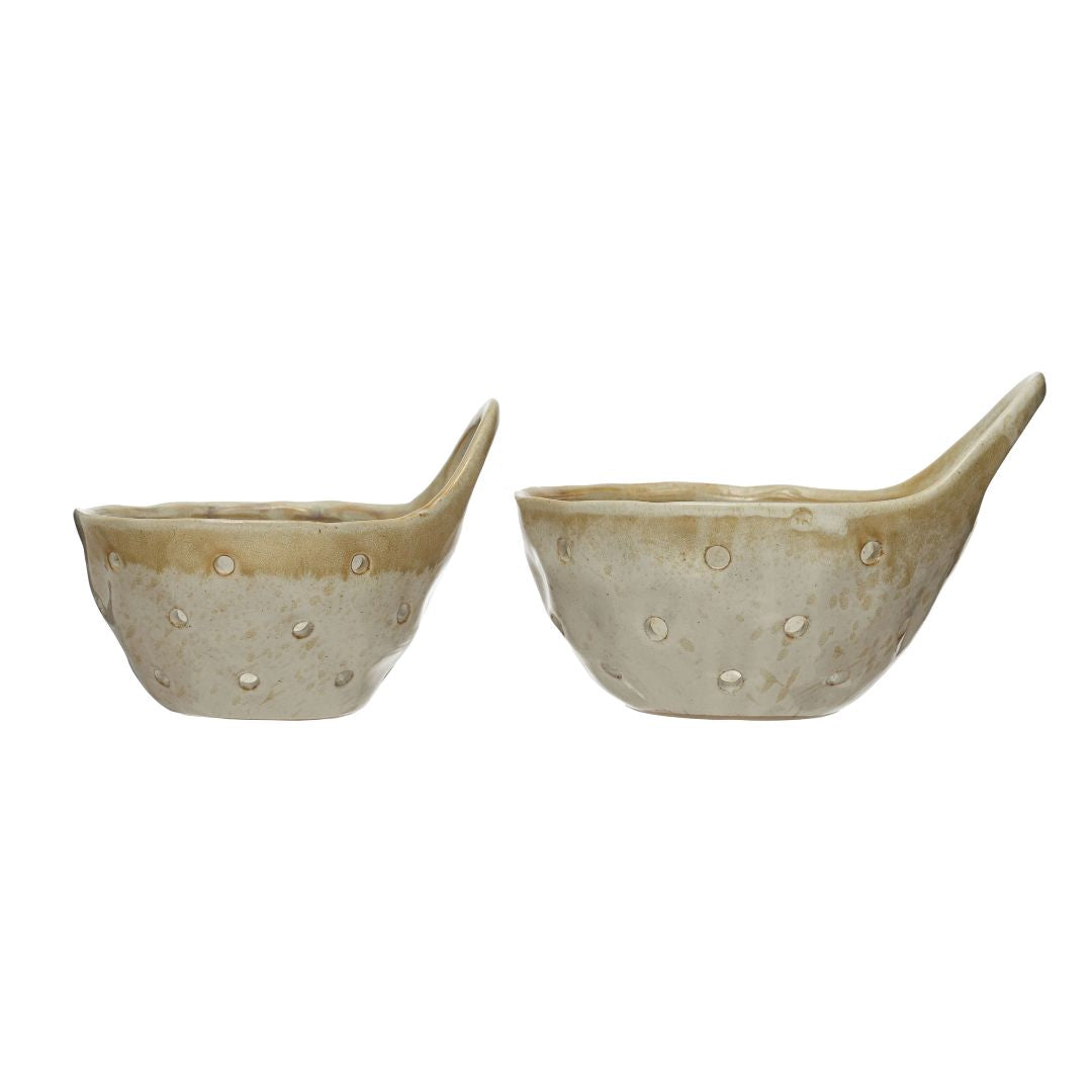 Stoneware Colander With Handles – Beige