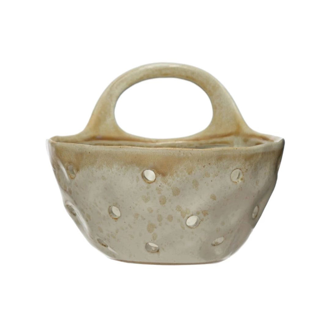 Stoneware Colander With Handles – Beige