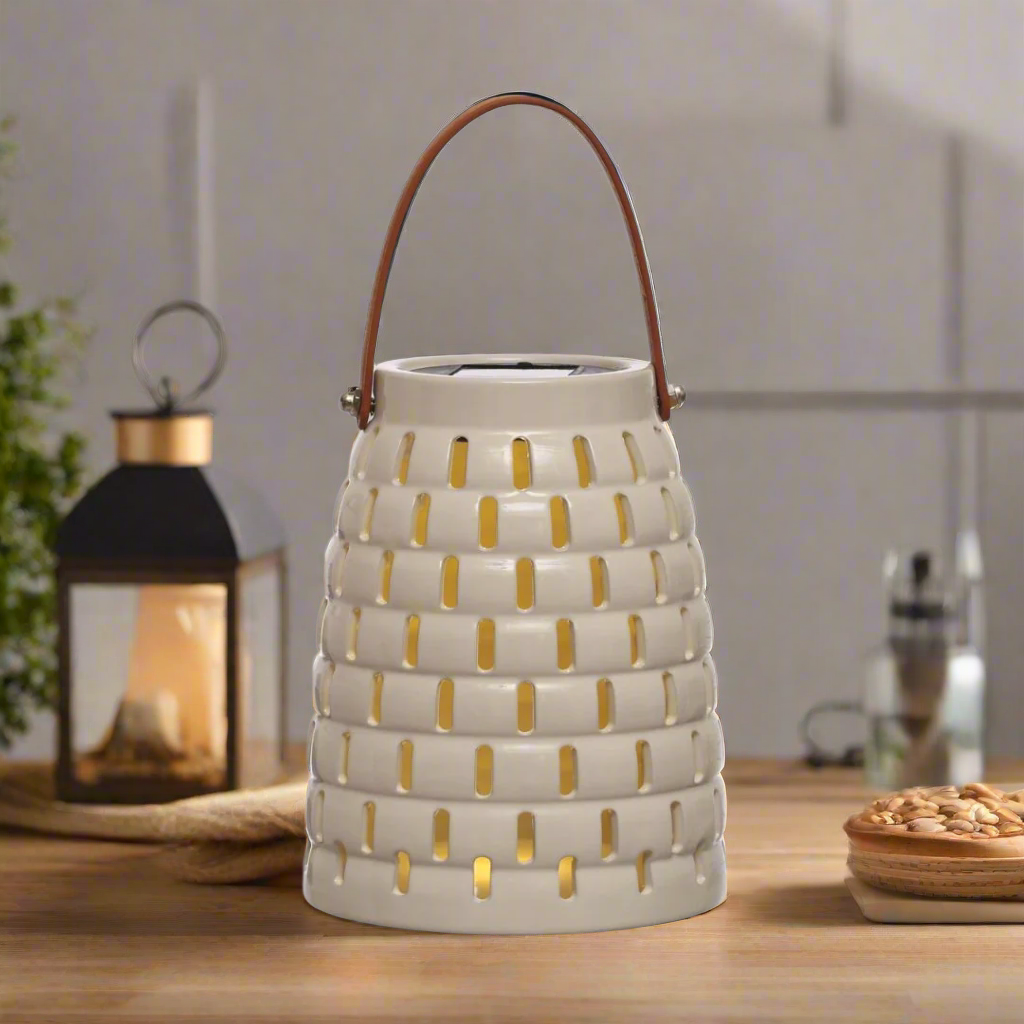 Stoneware LED Powered Lantern