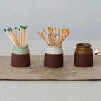 Stoneware Match Holder with Striker - 3 Assorted Colors