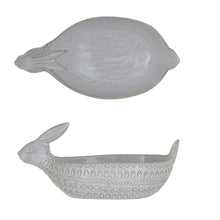 Debossed Stoneware Rabbit Bowl