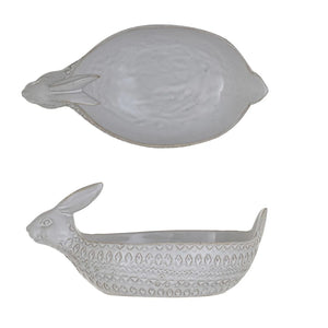 Debossed Stoneware Rabbit Bowl