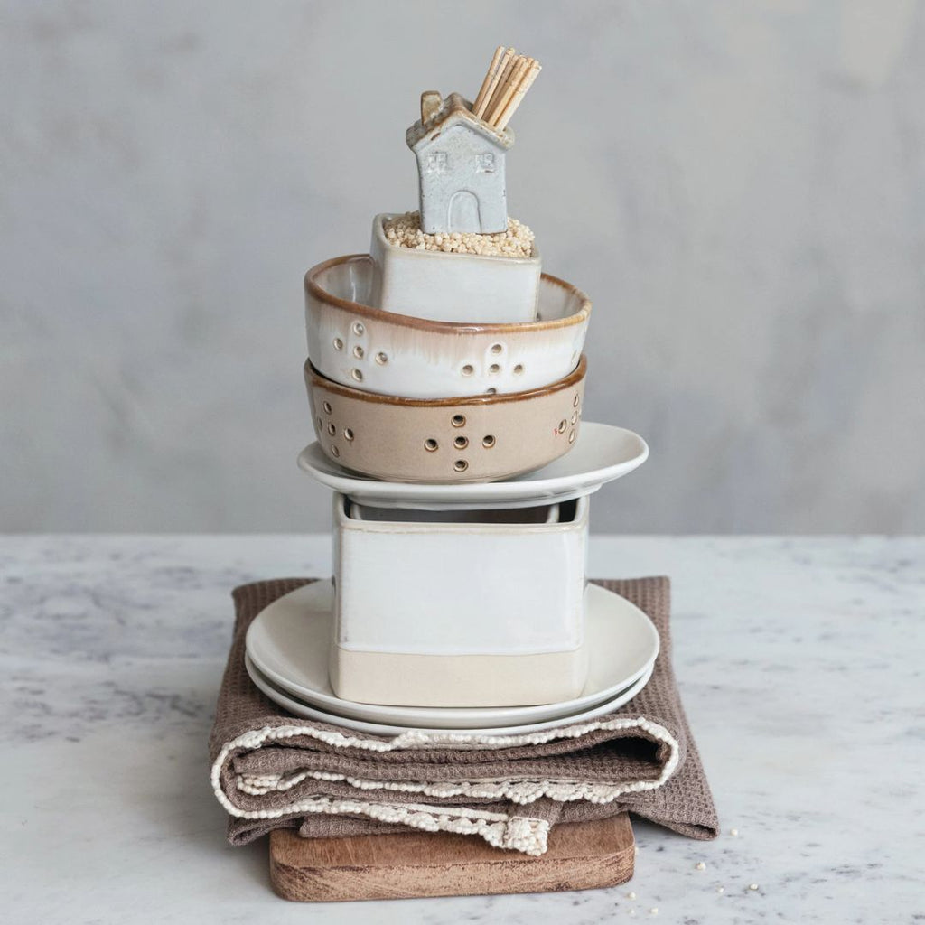 3.75" Stoneware House Toothpick Holder