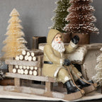 13" Tan Sledding Santa