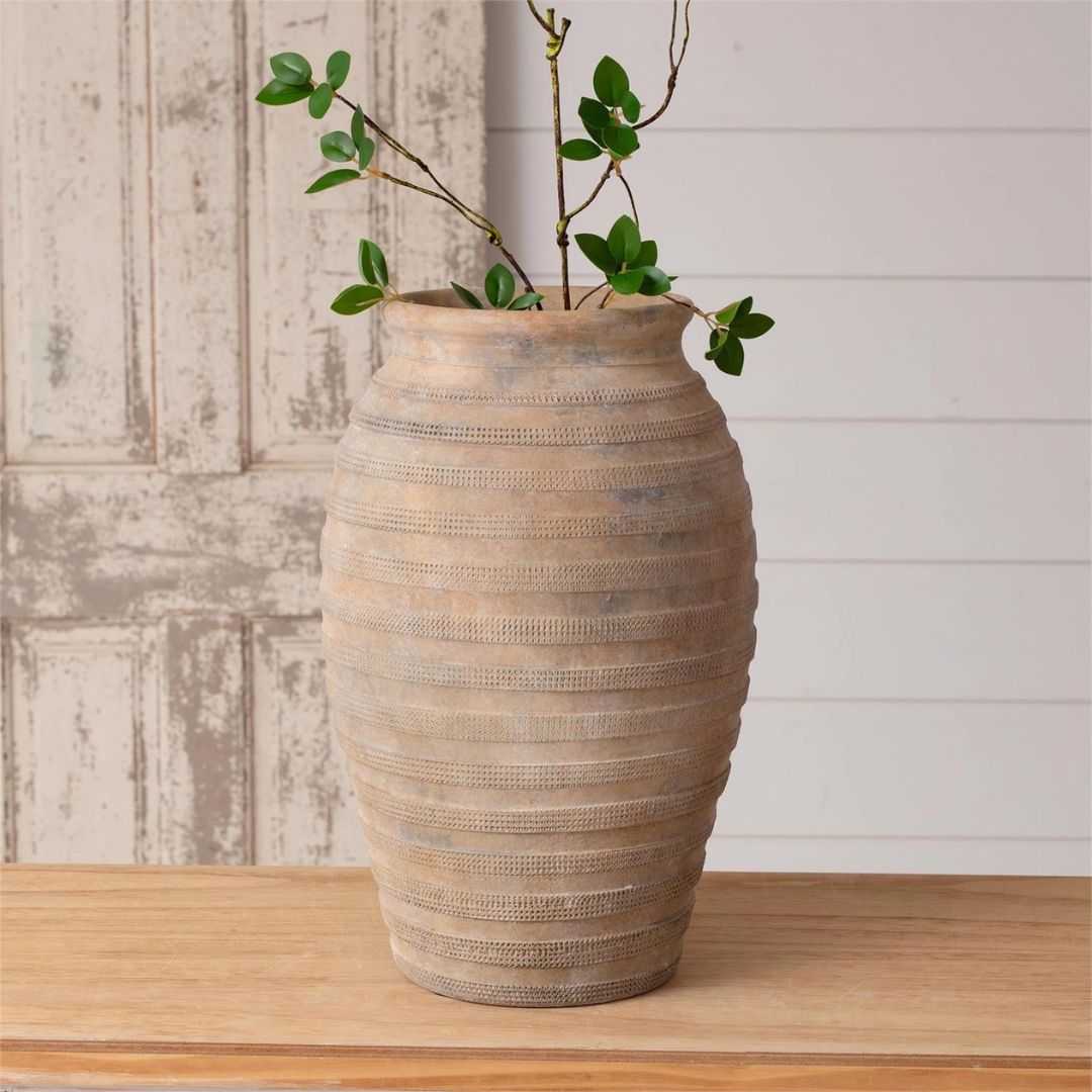 Textured Striped Ceramic Vase