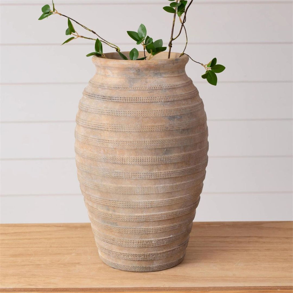 Textured Striped Ceramic Vase