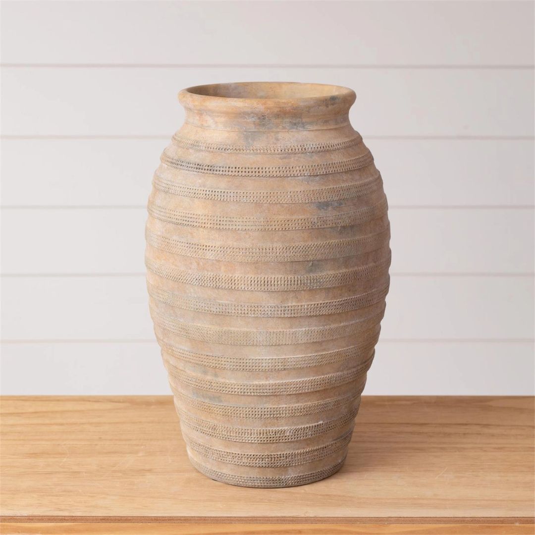Textured Striped Ceramic Vase