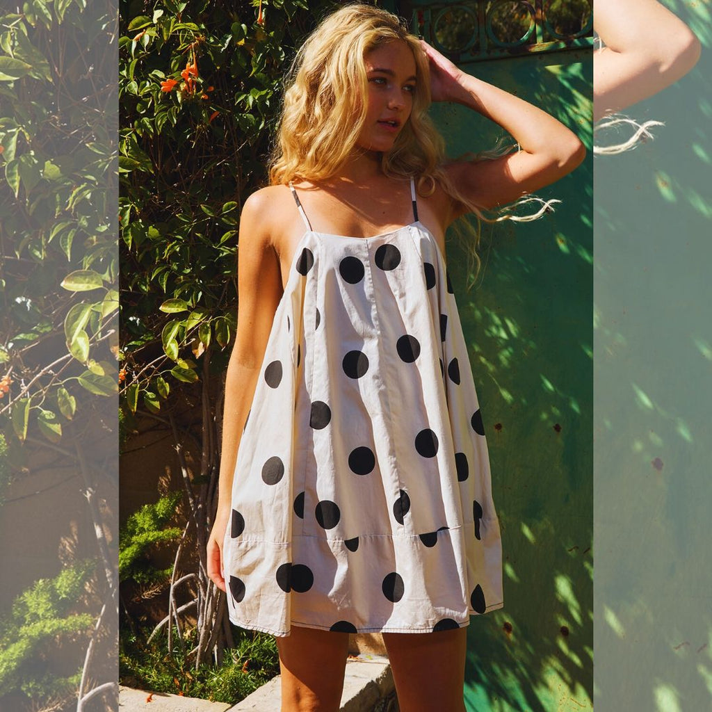 Tie Strap Voluminous Trapeze Stretch Mini Dress