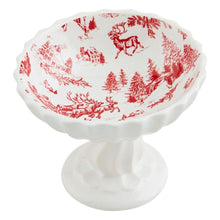 Toile Pedestal Christmas Candy Dish
