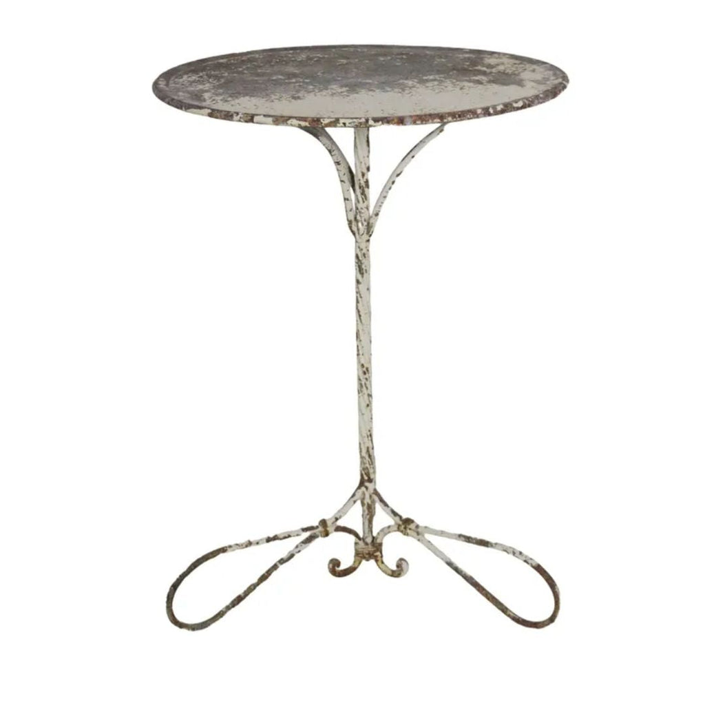 Tuleries Round Iron Table in Distressed White