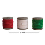 Velvet Ribbon On Wood Spool - 10 Yards - 3 Colors