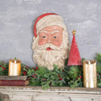 17.5" Vintage Santa Face Wall Decor