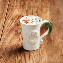 White Christmas Mug with Embossed Wreath