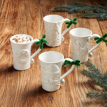 White Mug with Embossed Christmas Tree