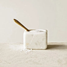 White Marble Bowl With Brass Spoon