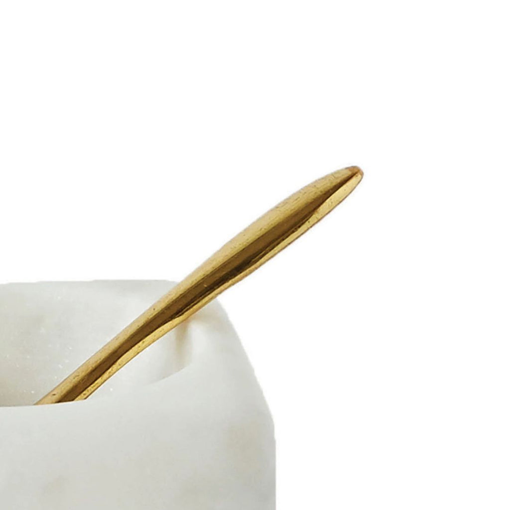 White Marble Bowl With Brass Spoon