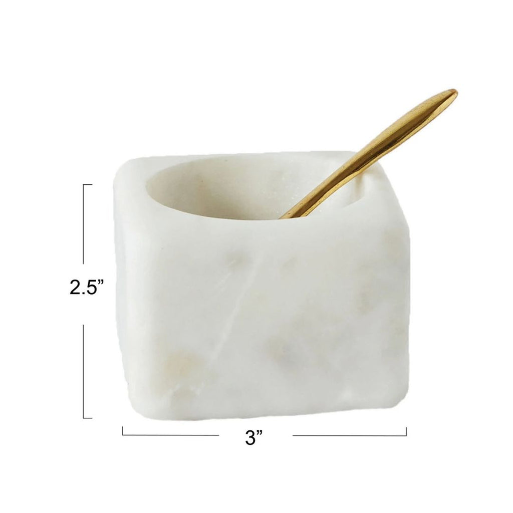 White Marble Bowl With Brass Spoon
