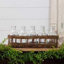 Wicker Basket Decor with Glass Vases
